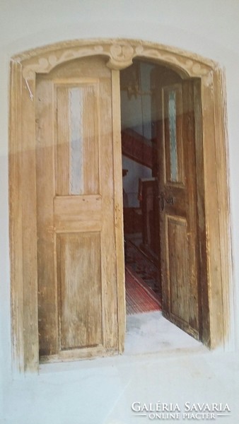 Templom bejárat, fotó másolat műanyag keretben