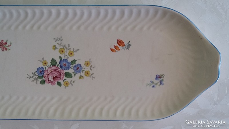 Old vintage large 40.5 cm granite floral tray bowl