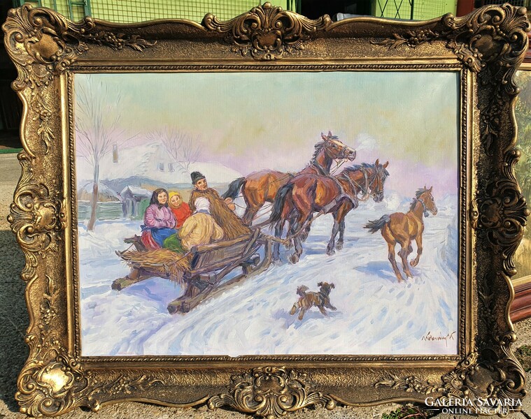 Cluj-Napoca camillo / horse-drawn sleigh in winter