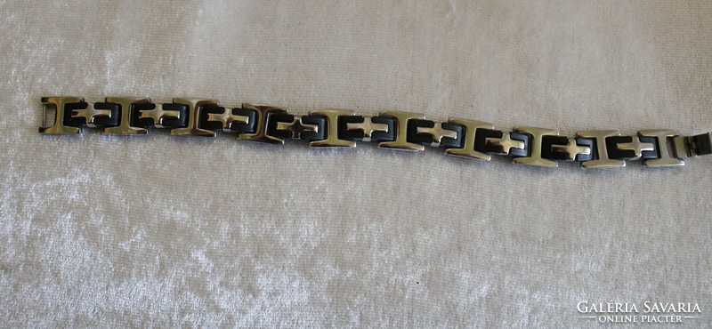 Medical metal and leather men's bracelet bought in a jewelry store--21.5 cm