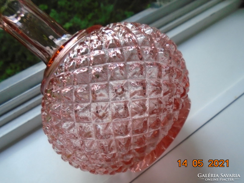Antique diamond polished salmon pink crystal bottle with polished stopper