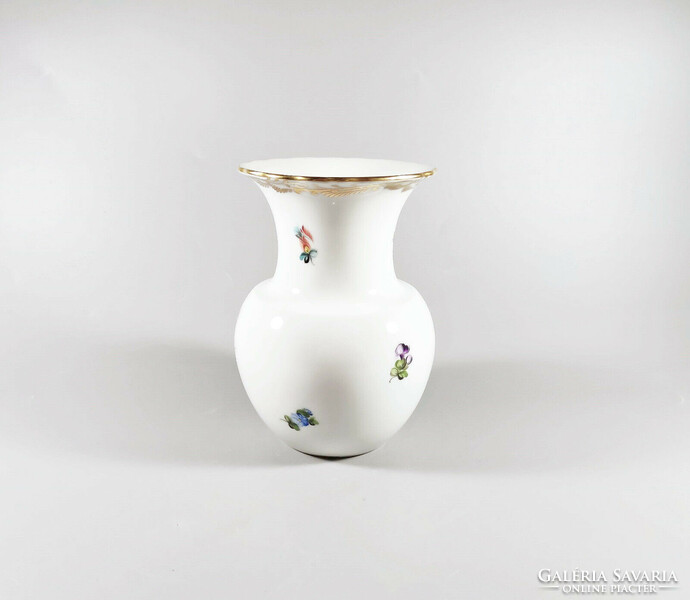 Herendi, bouquet de saxe d'or (bs-do) hand-painted porcelain vase, flawless! (J300)