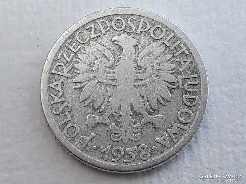 Poland 2 zloty 1958 coin - Polish alu 2 zloty, zl 1958 foreign coin
