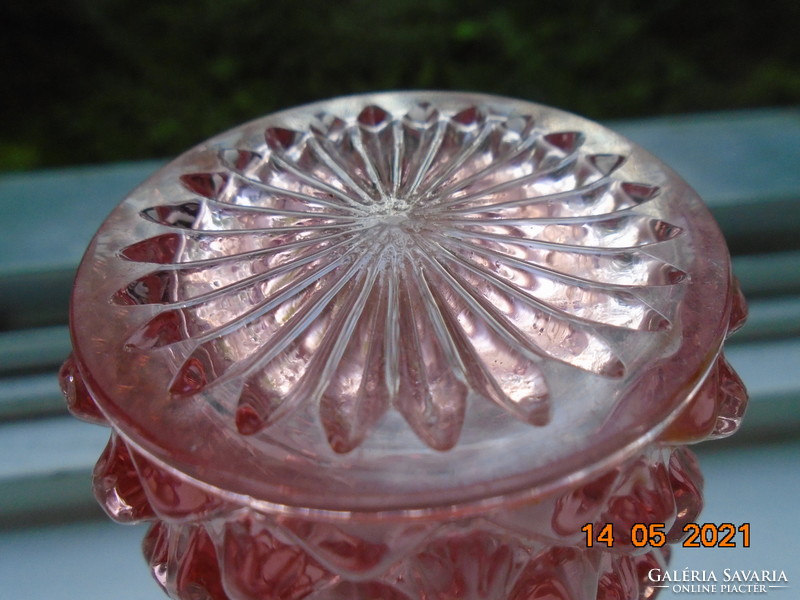 Antique diamond cut salmon pink crystal perfume bottle