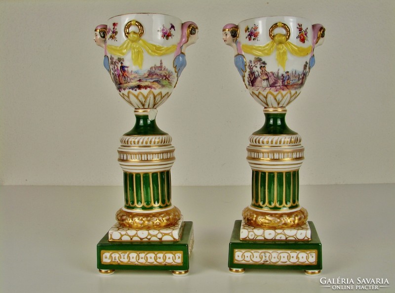 Pair of museum kpm berlin candle holders - approx. 1820 - 1840