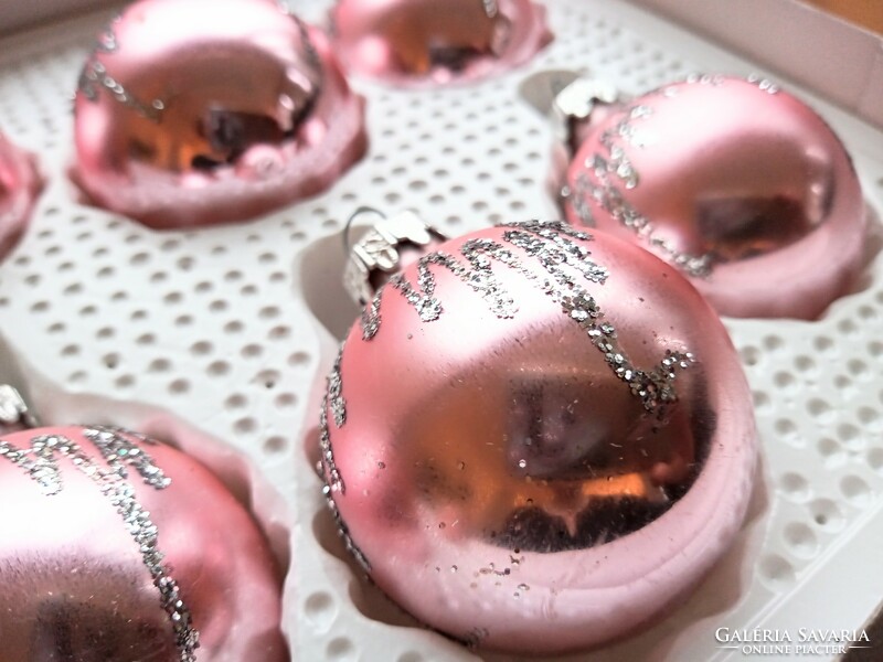 Old West German glass pink ball Christmas tree ornaments 11 pcs 5-6cm