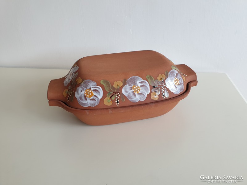 Retro new state town majolica floral baking dish