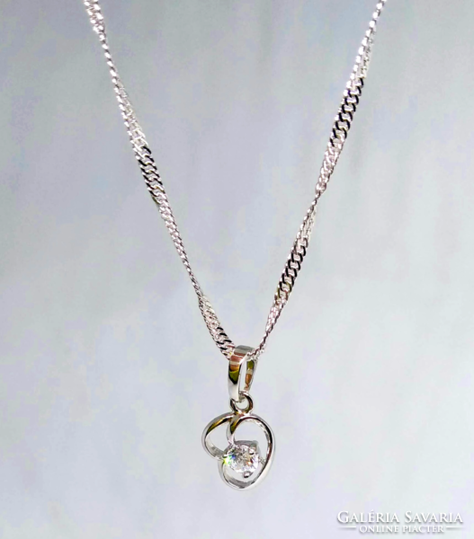 9K white gold filled (wgf) necklace with zirconia stone pendant