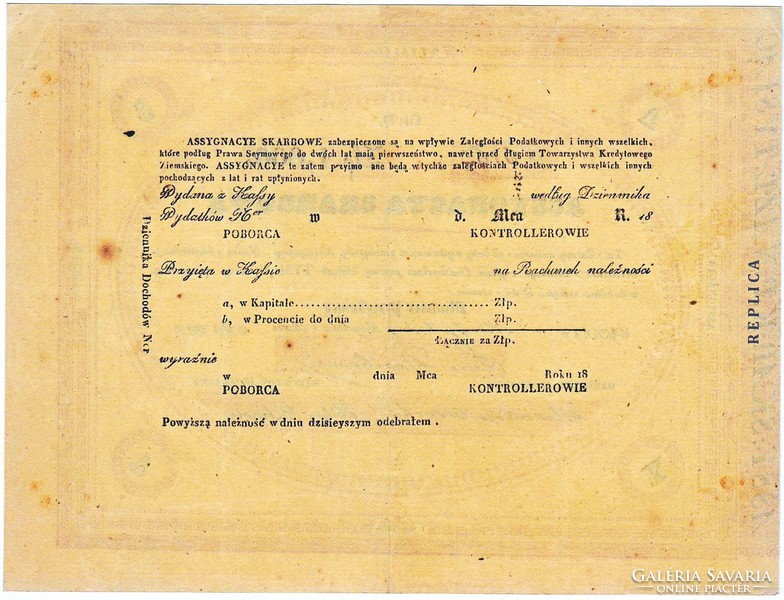 Lengyelország 1000 zloty a novemberi felkelés pénze 1831   REPLIKA UNC