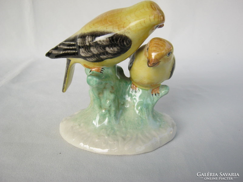 Retro ... Aquincum porcelain figurine nipp bird couple yellow thrush