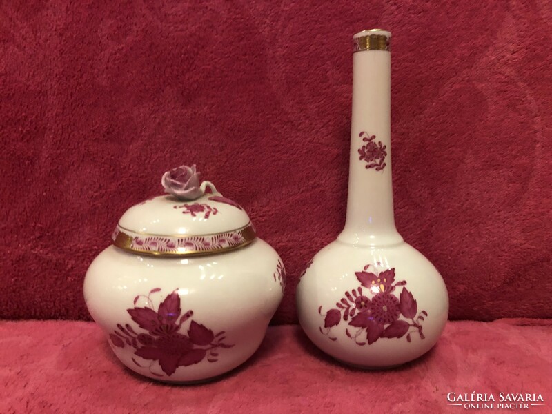 2 Herend bonbonniers and a vase.
