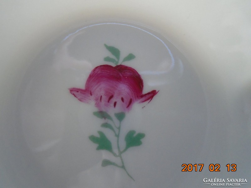 1925 Kézzel festett August Warnecke OSTFRIESEN ROSE  bordázott csésze alátéttel