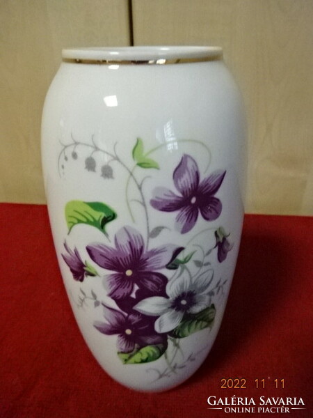 Hollóháza porcelain vase, violet pattern, height 17 cm. He has! Jokai.