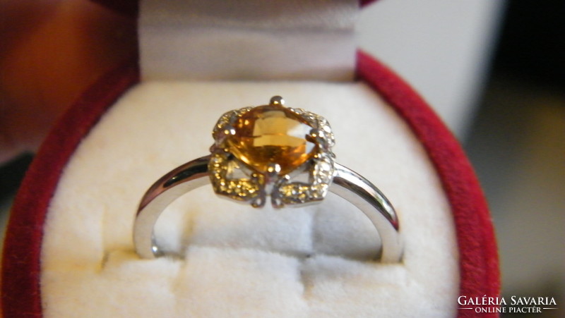 925-ös ezüst,14 kar arany,citrin gyűrű