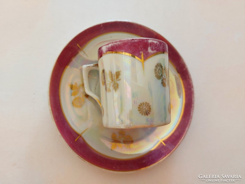 Régi porcelán kávés csésze eozinos jelenetes szecessziós vintage