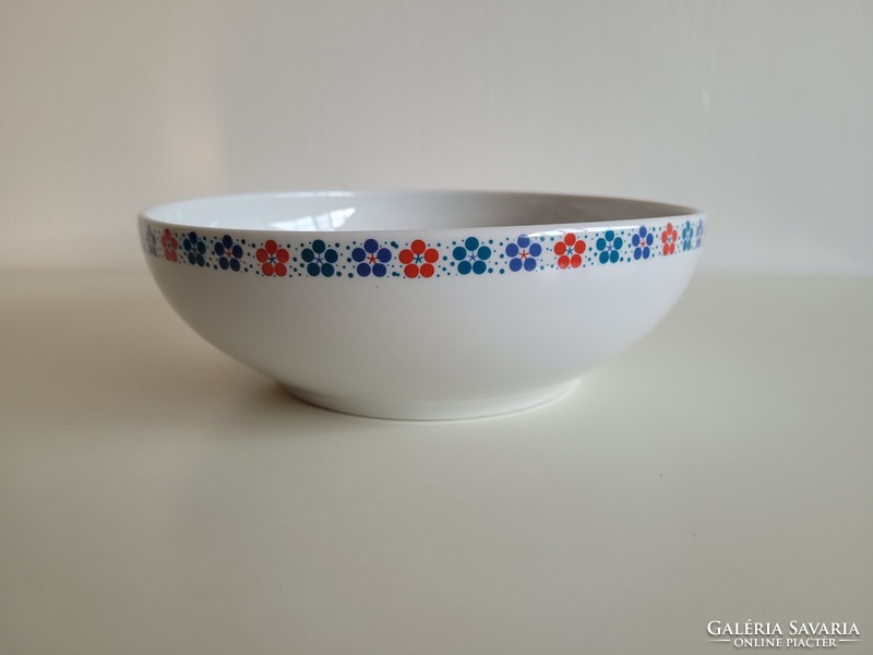 Retro nagy méretű Alföldi porcelán piros kék virágos tál 25 cm