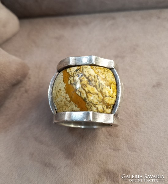 Antique silver fossil ring