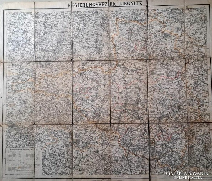 Liegnitz: regierungsbezirk liegnitz large antique map