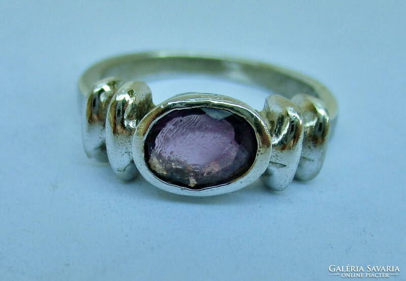 Beautiful old silver ring with amethyst stone