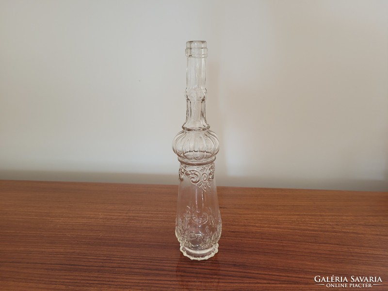 Old antique drinking glass bottle with special shape convex pattern 26.5 cm