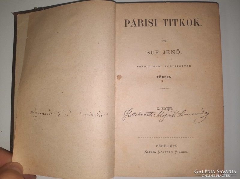 Jenő Sue: Parisian secrets 1872. Volume X. HUF 1,750
