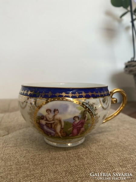 Antique gilded scene Czech tea cup