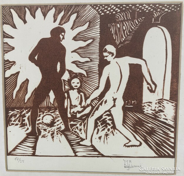 Imre Ladányi (1902-1986): theater, woodcut, marked, numbered 17/25