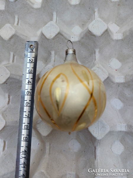Retro üveg karácsonyfadísz régi festett gömb 1 db