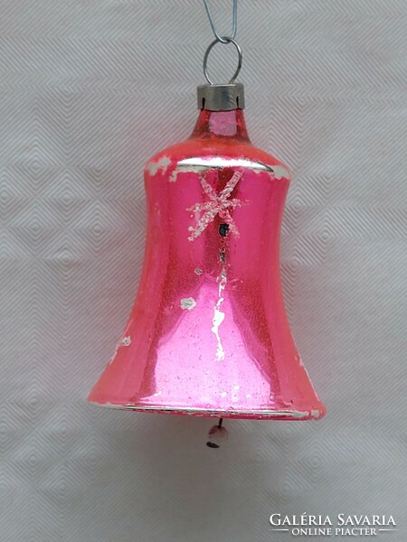 Old glass Christmas tree decoration pink bell glass decoration