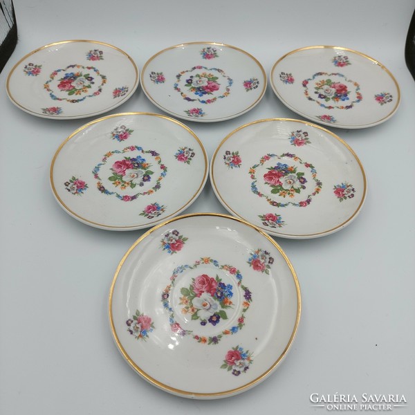Zsolnay flower pattern 6-piece plates 10 cm