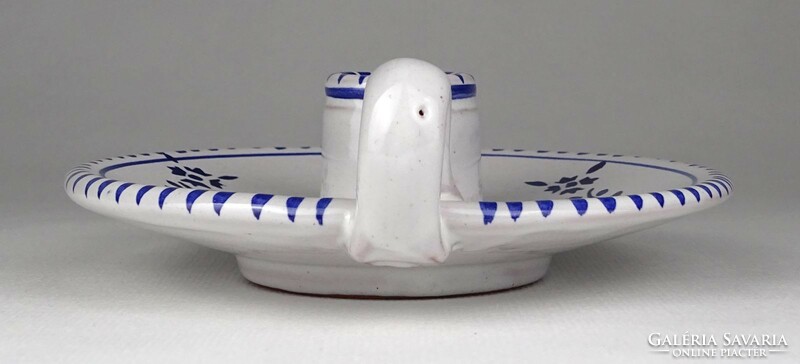 1L489 Flawless Marked Portuguese Blue White Ceramic Walking Candleholder
