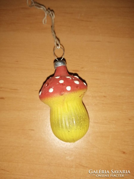 Yellow-legged dotted mushroom antique glass Christmas tree ornament 5 cm