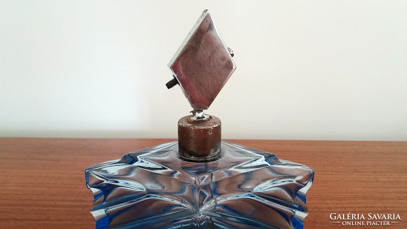 Régi parfümös üveg art deco kék vintage parfümszóró piperekellék