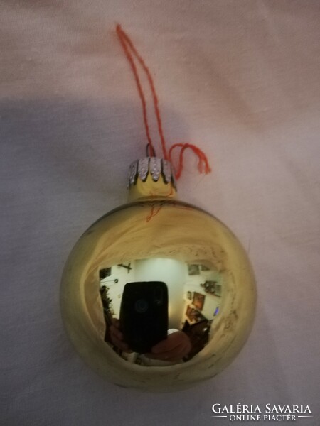 Old, reflective glass sphere Christmas tree ornament