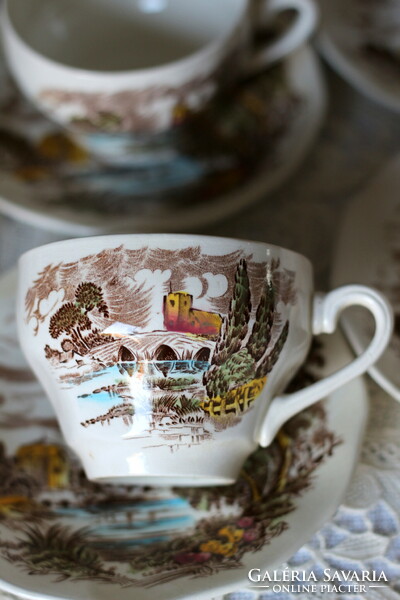 Wedgwood Countryside multicolor fajansz teás szett, vintage