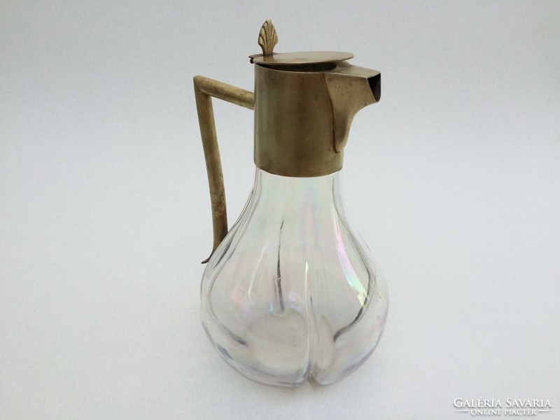 Vintage art deco copper and glass decanter with old spout 23.5 Cm