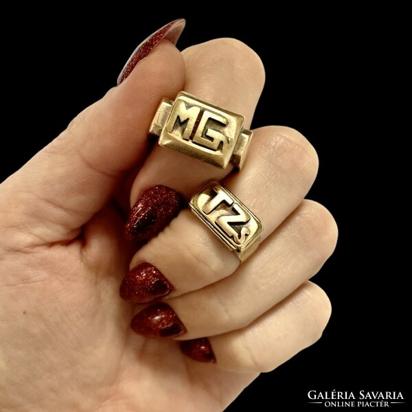 Art deco 14k arany pecsétgyűrű pár, igazi különlegesség