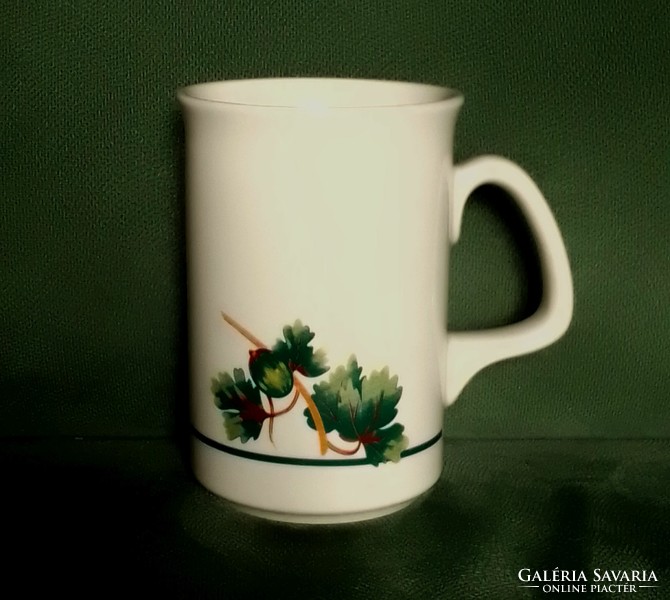 Rosenberger Domestic német-angol teás kávés füles fajansz kerámia bögre csésze zöld levél minta