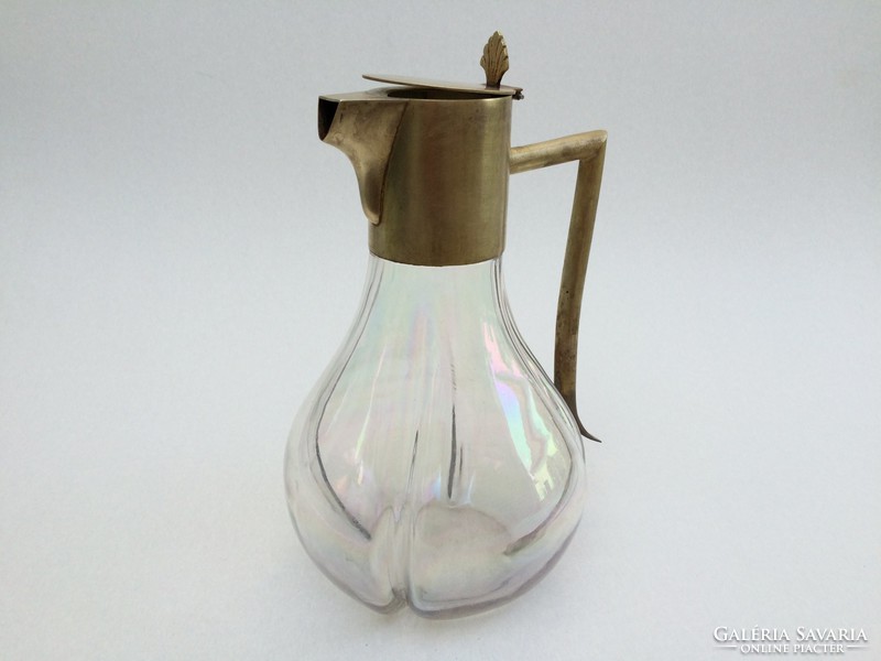 Vintage art deco copper and glass decanter with old spout 23.5 Cm