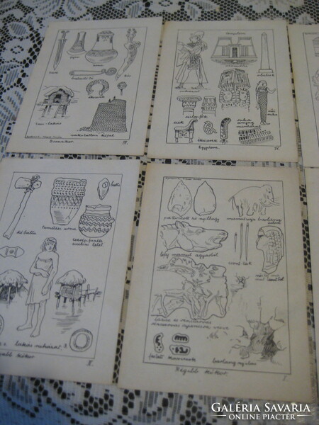 Stílusok  ,  szemléltető lapok  ,  kiszínezhetőek ,  a z  1940 es évekből  17 db