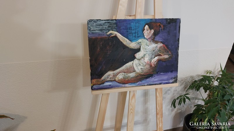 (K) nude painting on cardboard 50x36 cm