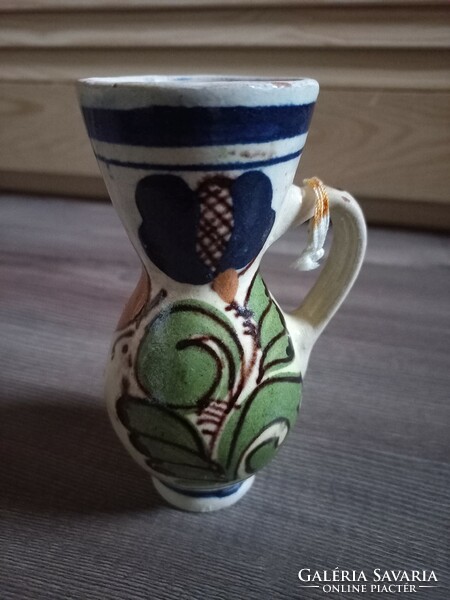 Hand-painted small ceramic jug, spout 12 cm