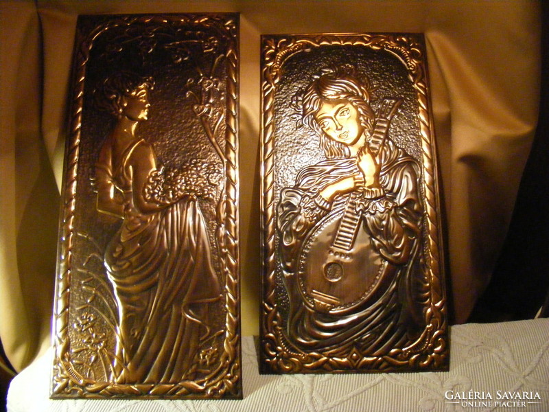 2 copper plate wall pictures