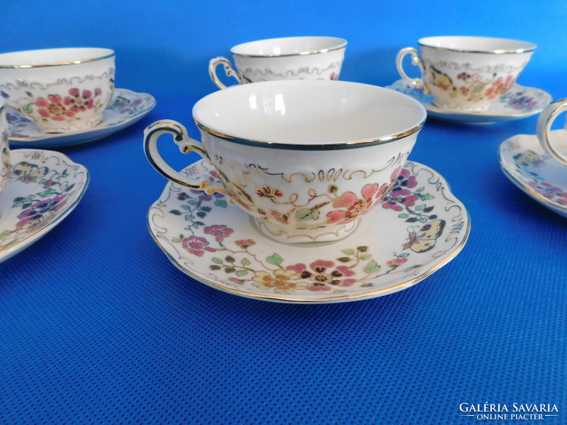 Zsolnay butterfly 6-piece tea cup set