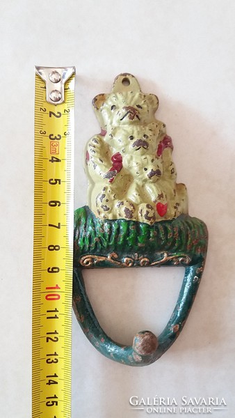 Macis fogas öntöttvas vas mackós vintage fali akasztó 13 cm