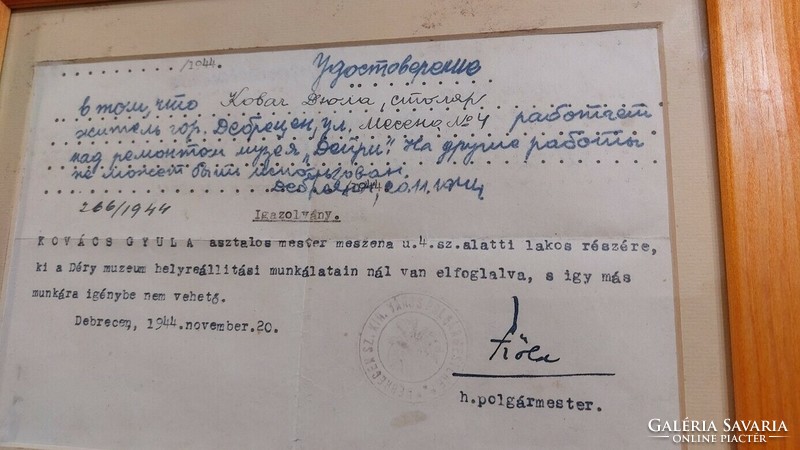 (K) Érdekes magyar és orosz nyelven íródott igazolvány 1944-ből