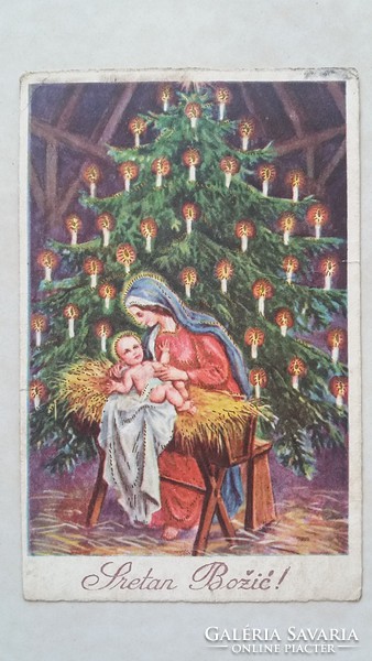Régi karácsonyi képeslap 1933 Jézuskás levelezőlap