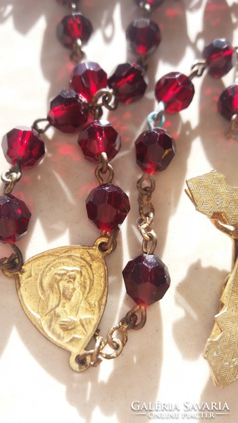 Old prayer chain burgundy rosary 52 cm