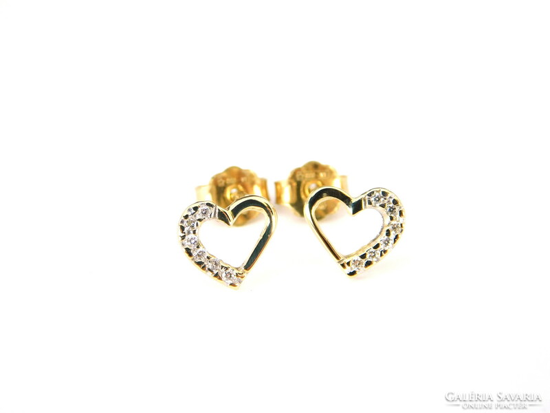 Brill 14 K arany szív fülbevalók gyémántokkal