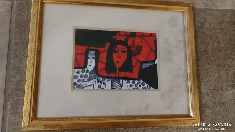 (K) small cubist painting with 20x26 cm frame